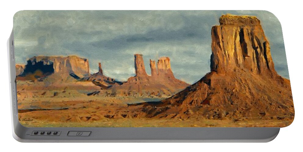 Utah Portable Battery Charger featuring the painting Monumental by Jeffrey Kolker