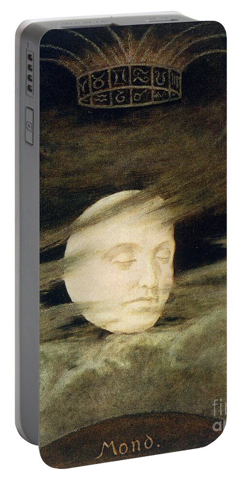 Moon Portable Battery Charger featuring the painting Moon by Hans Thoma