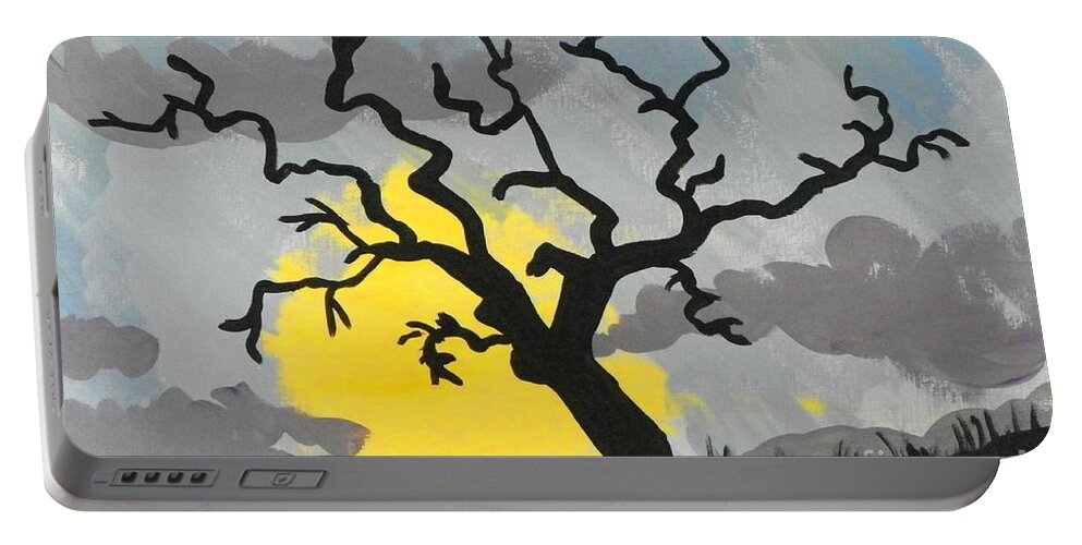 Marisela Mungia Portable Battery Charger featuring the painting Moon Tree by Marisela Mungia