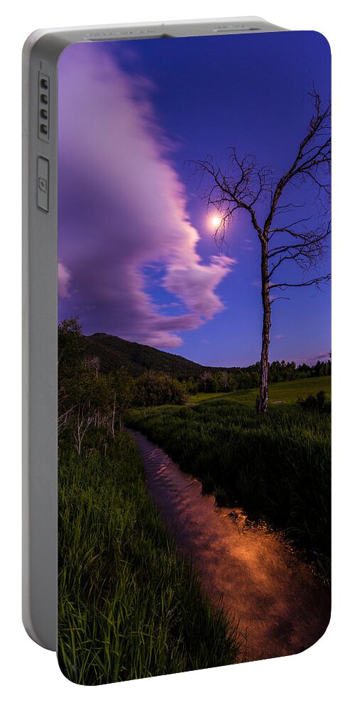 Wyoming Portable Battery Charger featuring the photograph Moonlight Meadow by Chad Dutson