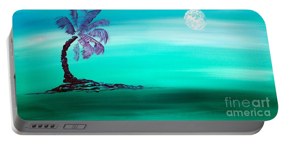 Tree Portable Battery Charger featuring the painting Moonlit Palm by Jacqueline Athmann
