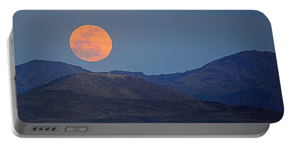 Moonrise Portable Battery Charger featuring the photograph Moonrise Over the Desert by AJ Schibig