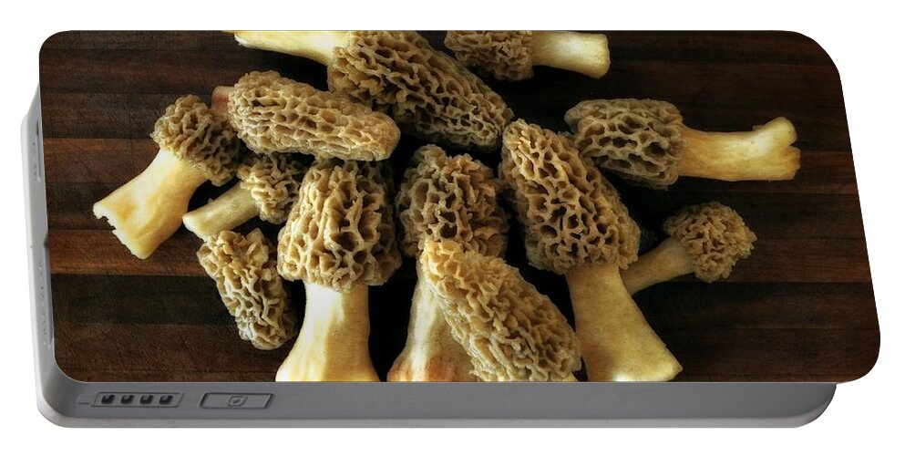 Michigan Portable Battery Charger featuring the photograph Morel Mushrooms by Michelle Calkins