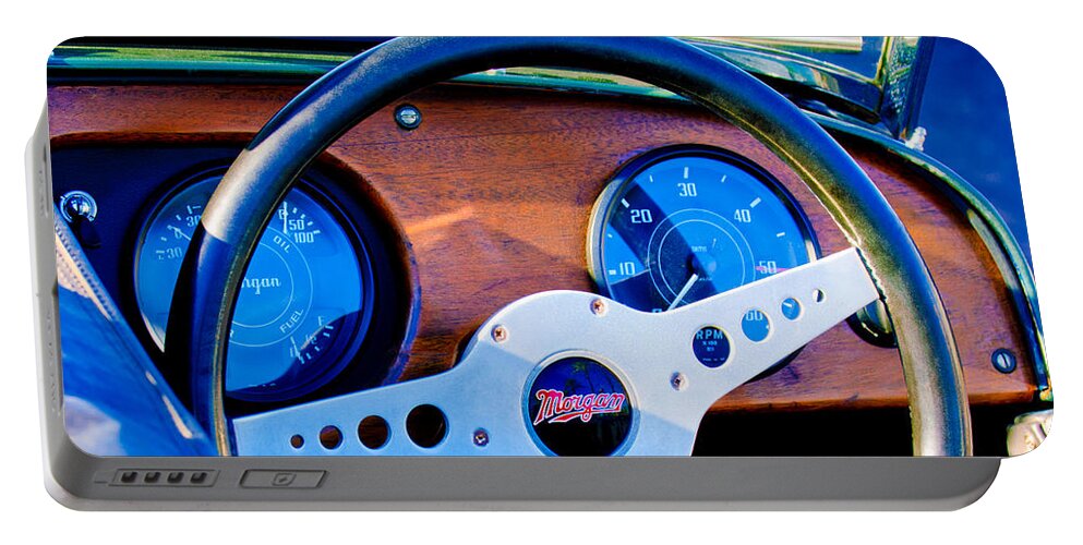 Morgan Steering Wheel Portable Battery Charger featuring the photograph Morgan Steering Wheel by Jill Reger