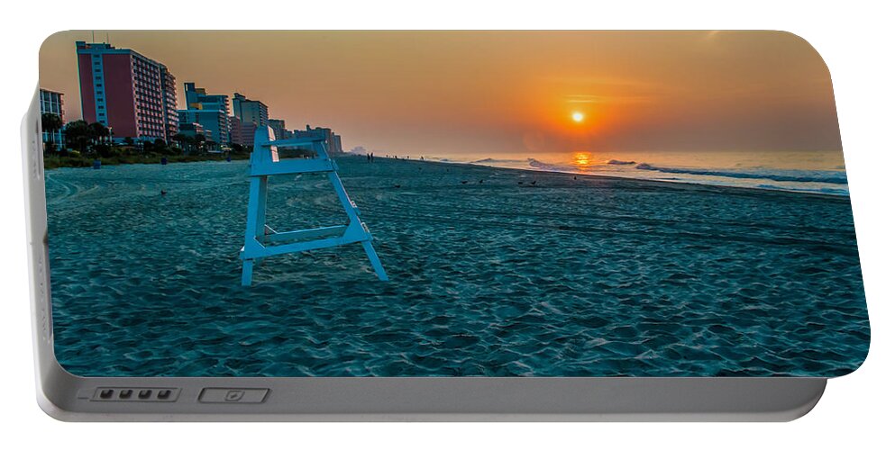 Backgrounds Portable Battery Charger featuring the photograph morning at Myrtle Beach South Carolina by Alex Grichenko
