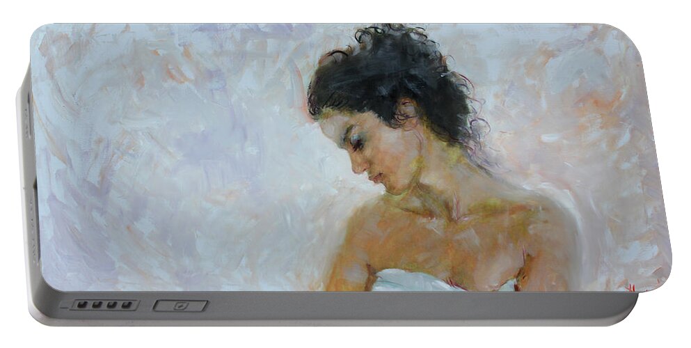 Morning Breeze Portable Battery Charger featuring the painting Morning Breeze by Ylli Haruni