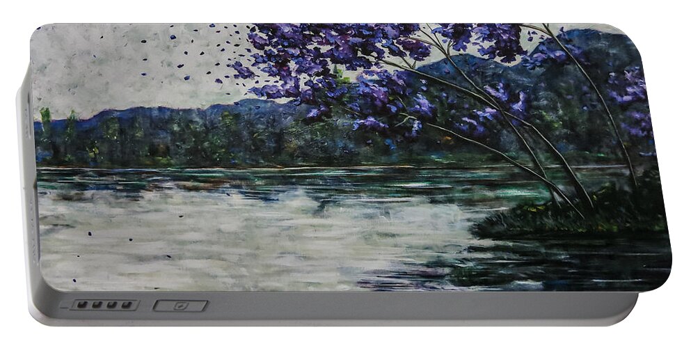 Trees Portable Battery Charger featuring the painting Morning Clarity by Joel Tesch