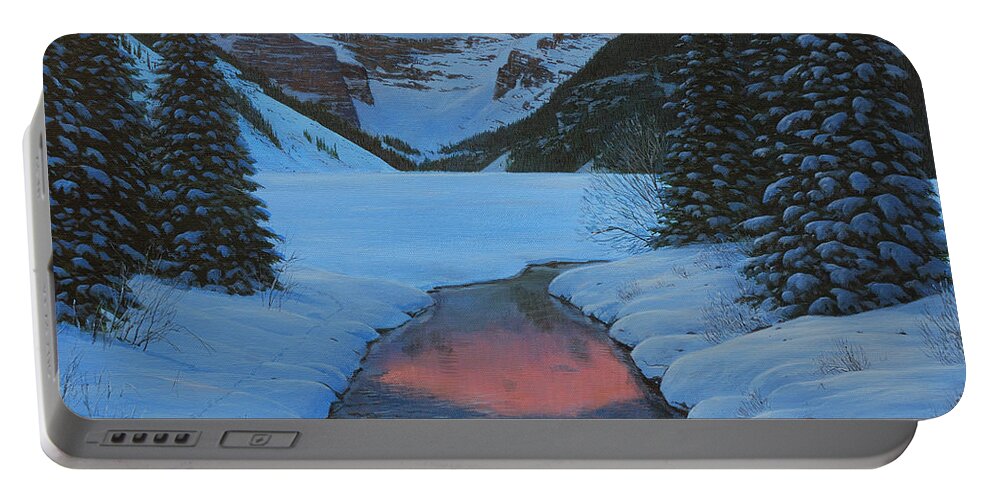 Jake Vandenbrink Portable Battery Charger featuring the painting Morning Glow by Jake Vandenbrink