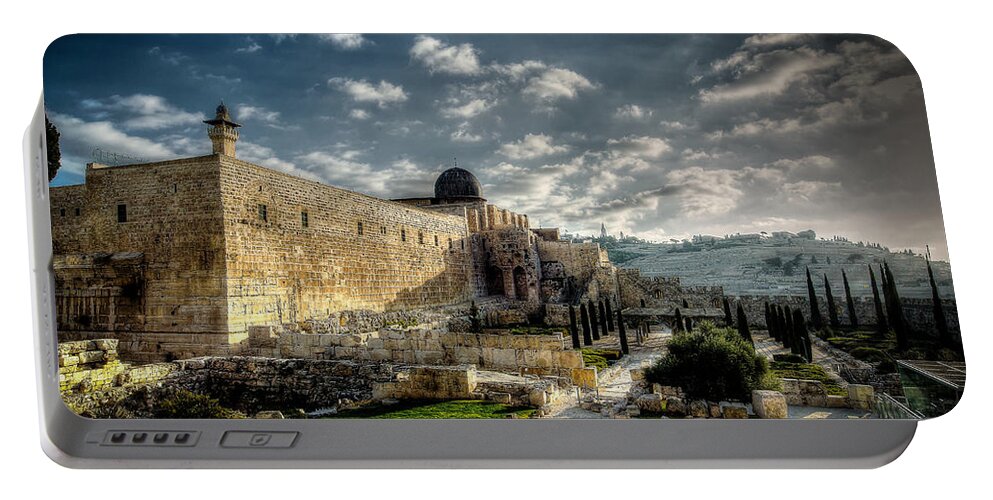 Israel Portable Battery Charger featuring the photograph Morning in Jerusalem HDR by David Morefield