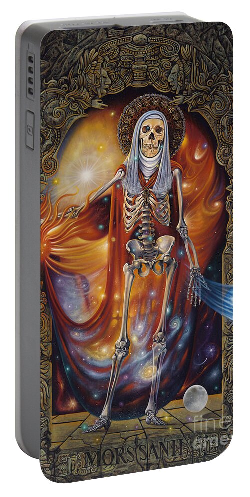 Mors Portable Battery Charger featuring the painting Mors Santi by Ricardo Chavez-Mendez