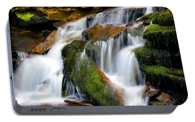 Ricketts Glen Portable Battery Charger featuring the photograph Mossy Falls by Paul W Faust - Impressions of Light