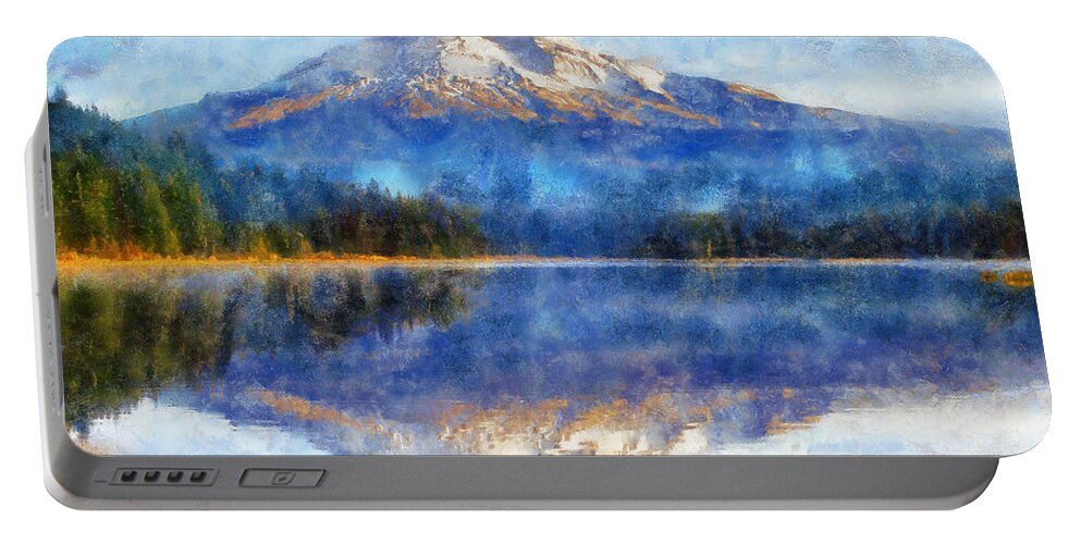 Mount Hood Portable Battery Charger featuring the digital art Mount Hood by Kaylee Mason