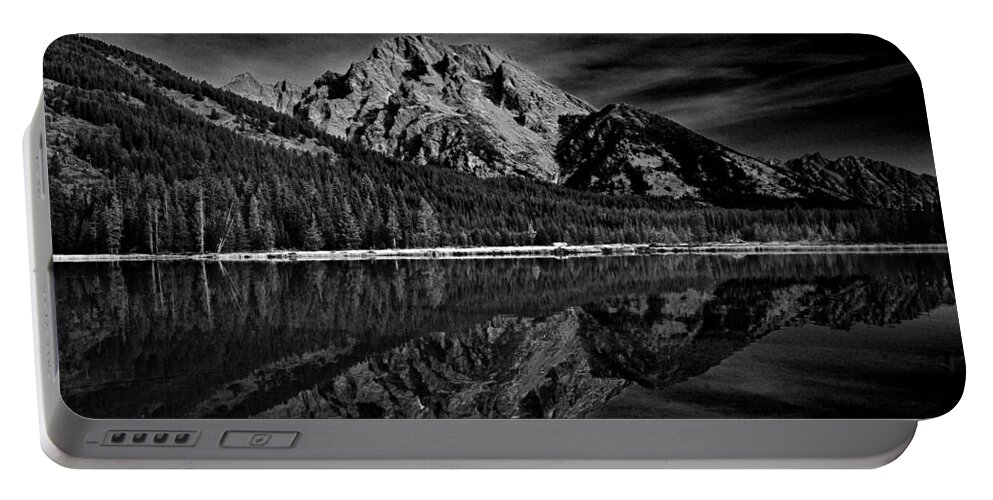 Mount Moran In Black And White Portable Battery Charger featuring the photograph Mount Moran in Black and White by Raymond Salani III