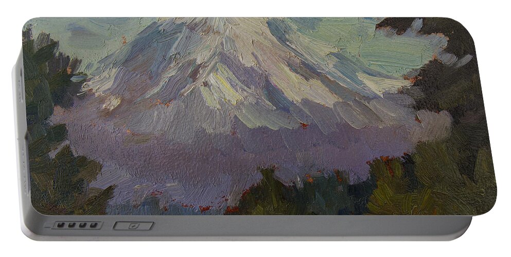 Mount Rainier Portable Battery Charger featuring the painting Mount Rainier from Vashon Island by Diane McClary
