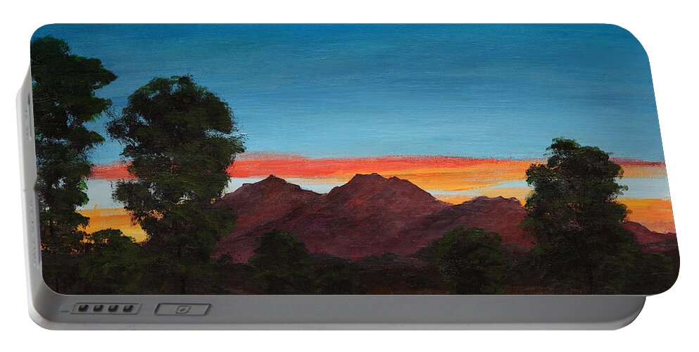 Mountain Portable Battery Charger featuring the painting Mountain at Night by Masha Batkova