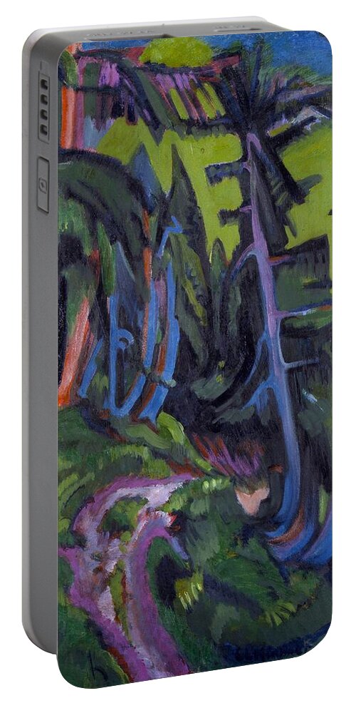1919 Portable Battery Charger featuring the painting Mountain Forest Path by Ernst Ludwig Kirchner