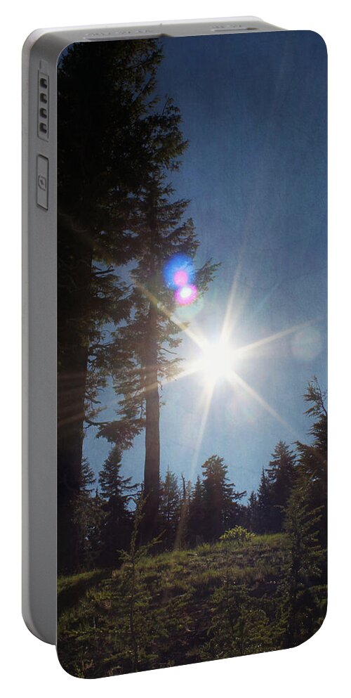 Crater Lake Portable Battery Charger featuring the photograph Mountainside Sunburst by Melanie Lankford Photography