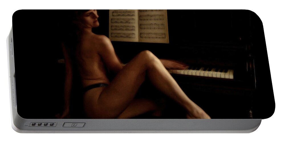 Music Portable Battery Charger featuring the photograph Mozart's Muse by Donna Blackhall