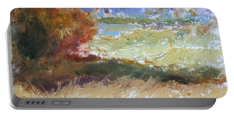 Quin Sweetman Portable Battery Charger featuring the painting Mountain from Wildlife Refuge - Original Impressionist Painting by Quin Sweetman