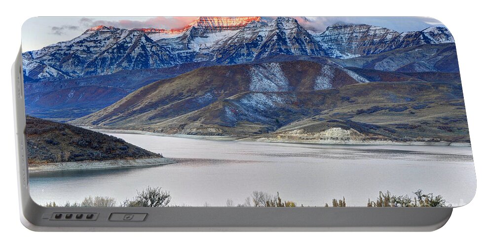 Mount Timpanogos Portable Battery Charger featuring the photograph Mt. Timpanogos Winter Sunrise by Gary Whitton