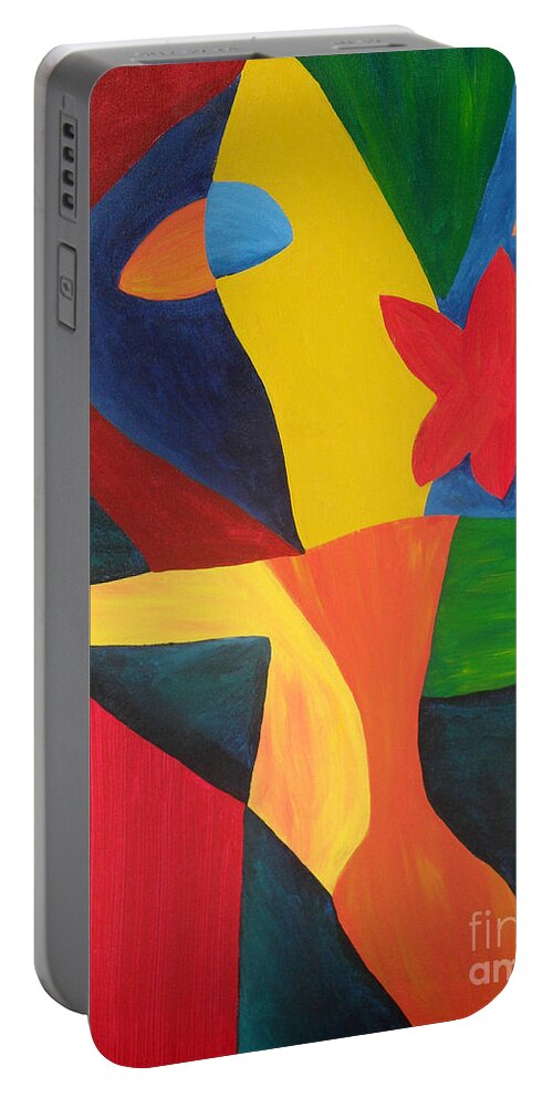 Abstract Portable Battery Charger featuring the painting Multiple Personalities by Amanda Sheil