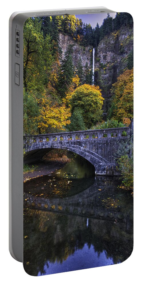 Multnomah Falls Portable Battery Charger featuring the photograph Multnomah From Afar by Mark Kiver