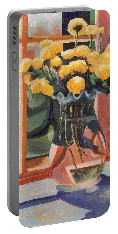 Floral Portable Battery Charger featuring the painting Mums by Chrissey Dittus