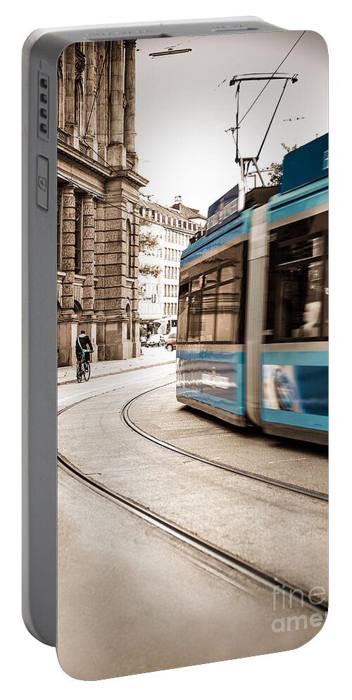 Ancient Portable Battery Charger featuring the photograph Munich city traffic by Hannes Cmarits