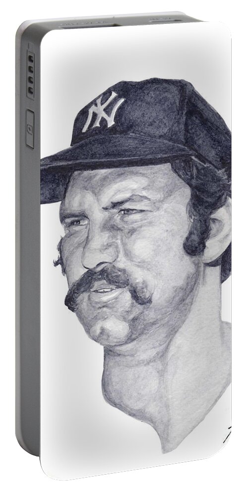 New York Portable Battery Charger featuring the painting Munson by Tamir Barkan