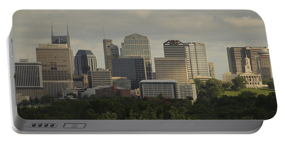 Music City Portable Battery Charger featuring the photograph Music City Skyline Nashville Tennessee by Valerie Collins