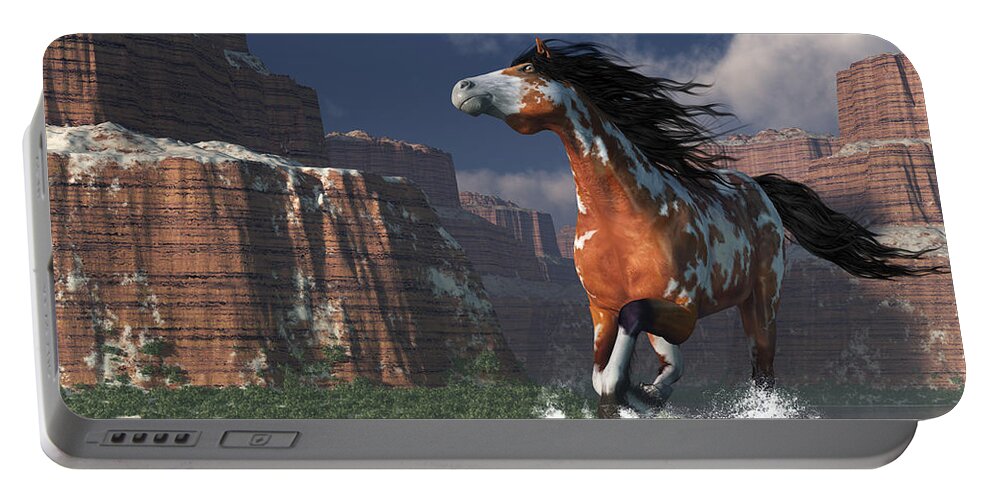Horse Canyon Portable Battery Charger featuring the digital art Mustang Canyon by Daniel Eskridge