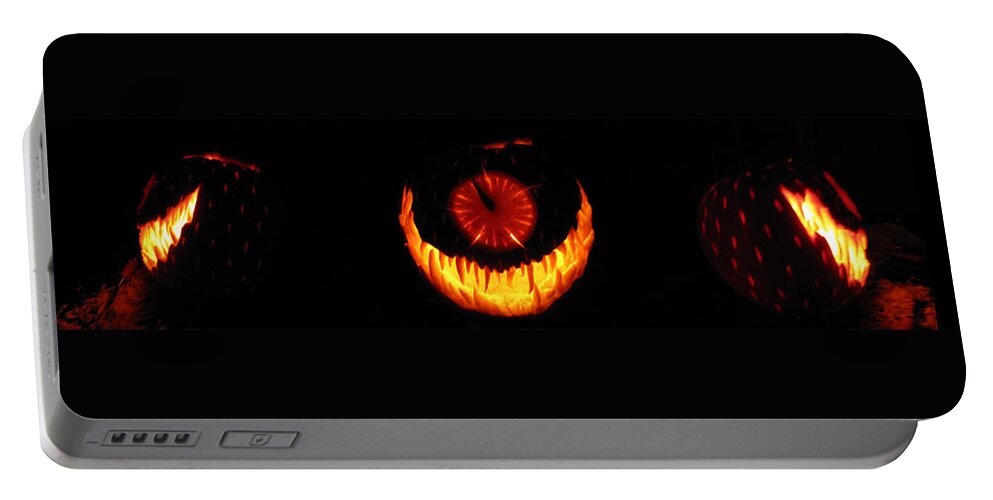 Pumpkin Portable Battery Charger featuring the sculpture Mutant Strawberry Clock by Shawn Dall