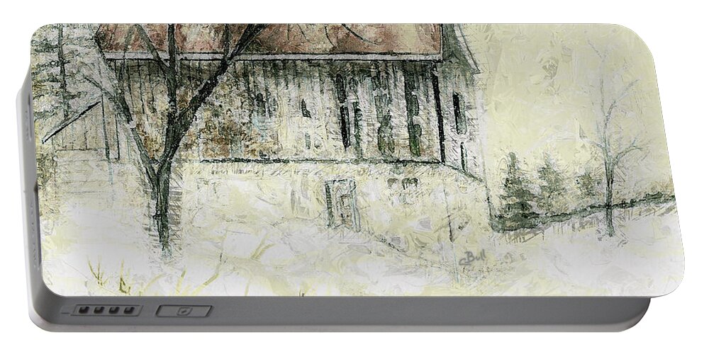 Barn Portable Battery Charger featuring the painting Caledon Barn by Claire Bull