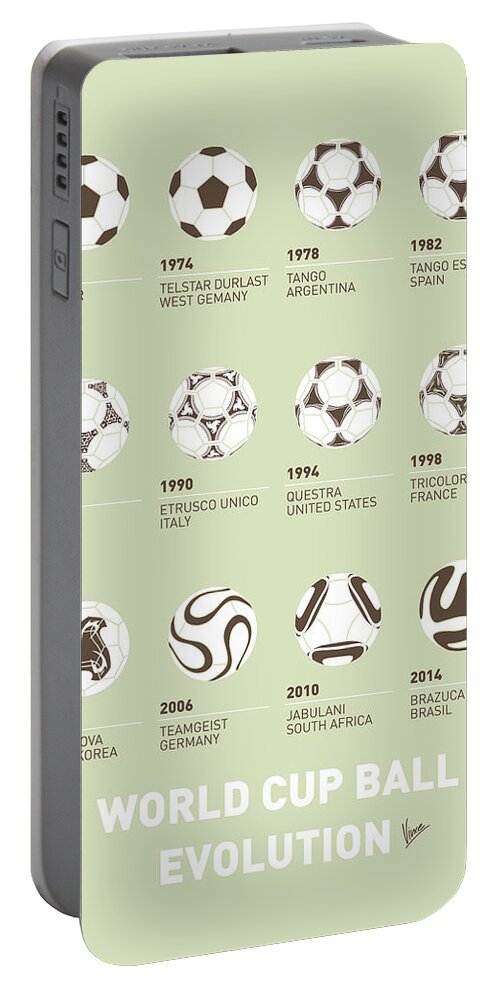 Sports Portable Battery Charger featuring the digital art My Evolution Soccer Ball minimal poster by Chungkong Art