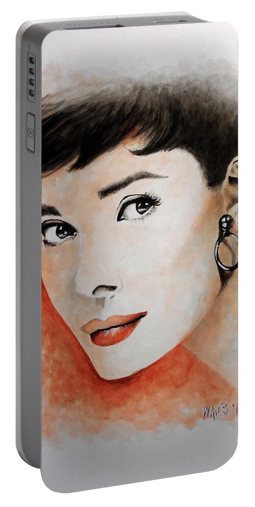 Hepburn Portable Battery Charger featuring the painting My Fair Lady - Audrey Hepburn by William Walts