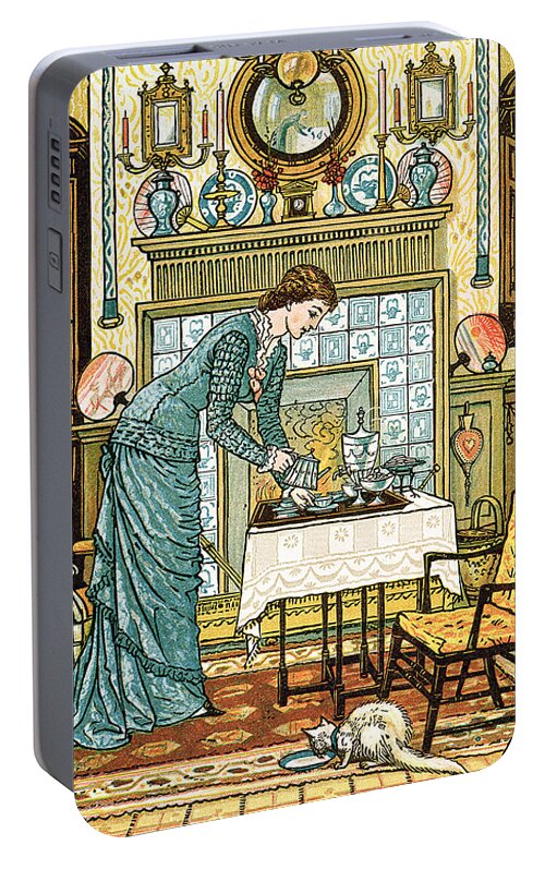 Interior Portable Battery Charger featuring the painting My Lady's Chamber by Walter Crane