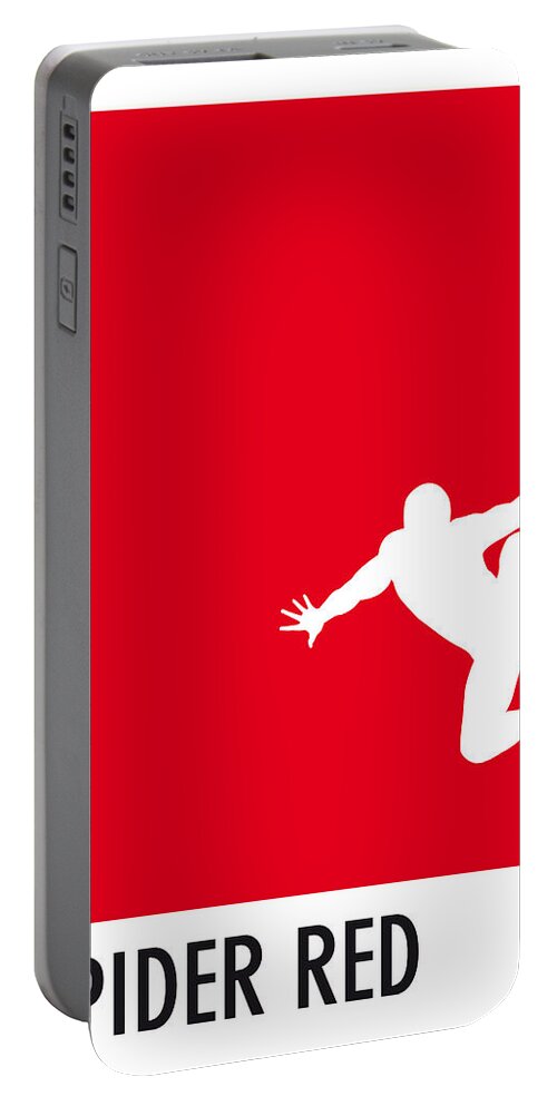 Superheroes Portable Battery Charger featuring the digital art My Superhero 04 Spider Red Minimal poster by Chungkong Art