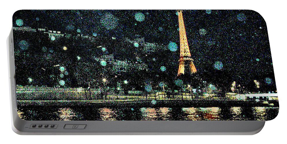 Paris Portable Battery Charger featuring the digital art My Van Gogh Eiffel Tower by Jennie Breeze