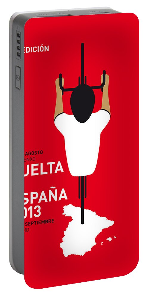 2013 Portable Battery Charger featuring the digital art My Vuelta A Espana Minimal Poster - 2013 by Chungkong Art