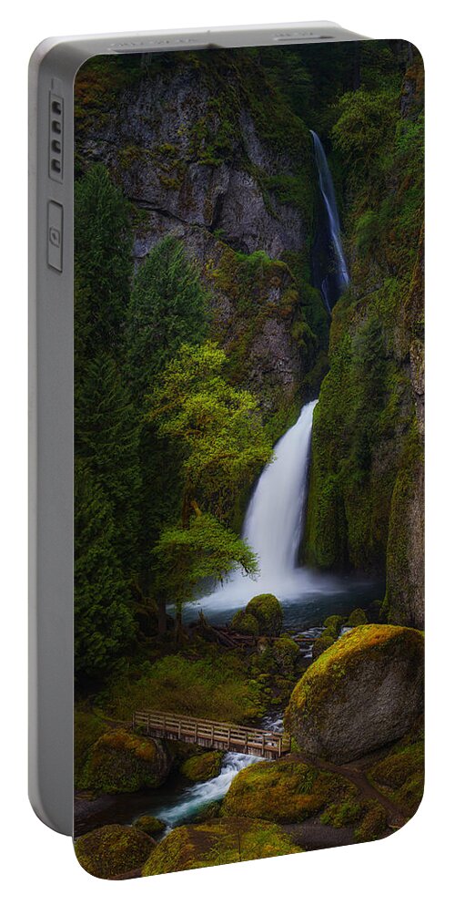 Oregon Portable Battery Charger featuring the photograph Mysteries of Wahclella by Darren White