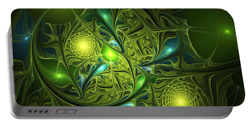 Abstract Portable Battery Charger featuring the digital art Mysterious Lights by Gabiw Art