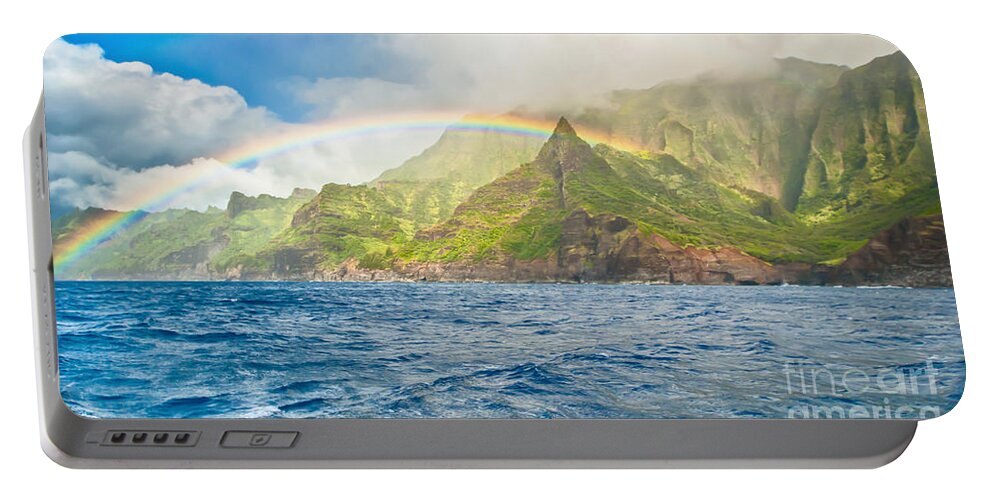 Rainbow Portable Battery Charger featuring the photograph Na Pali Coast Rainbow by Eye Olating Images