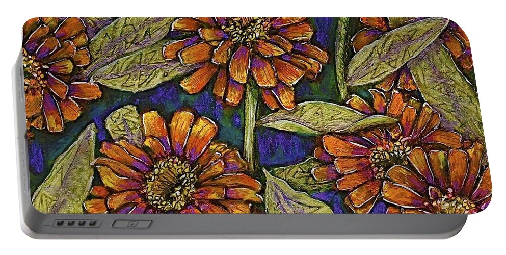 Flower Portable Battery Charger featuring the pastel NaZinnias by Linda Simon