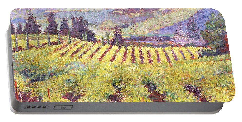 Landscape Portable Battery Charger featuring the painting Napa Valley Vineyards by David Lloyd Glover