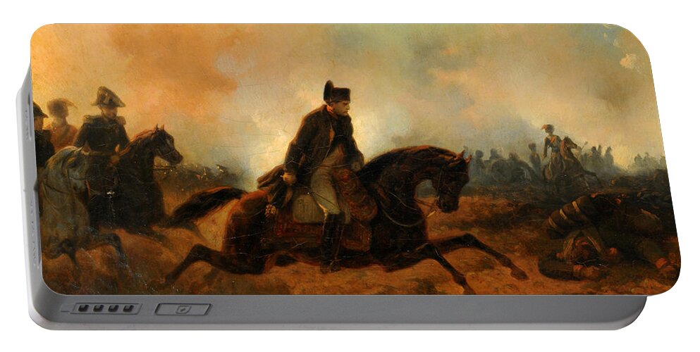 Hippolyte Bellange Portable Battery Charger featuring the painting Napoleon Embarking at Waterloo by Hippolyte Bellange
