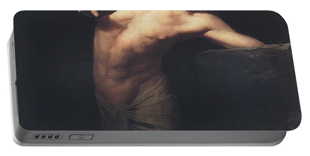 Narcissus Portable Battery Charger featuring the painting Narcissus by Gyula Benczur