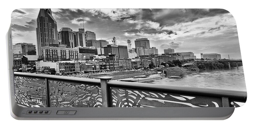 Nashville Portable Battery Charger featuring the photograph Nashville from the Shelby Bridge by Diana Powell