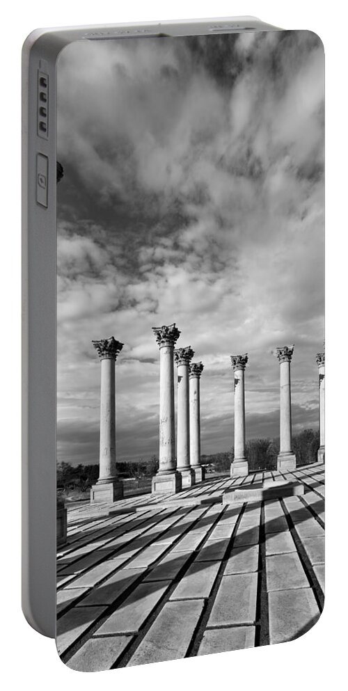 capitol Columns Portable Battery Charger featuring the photograph National Arboretum - Capitol Columns by Brendan Reals