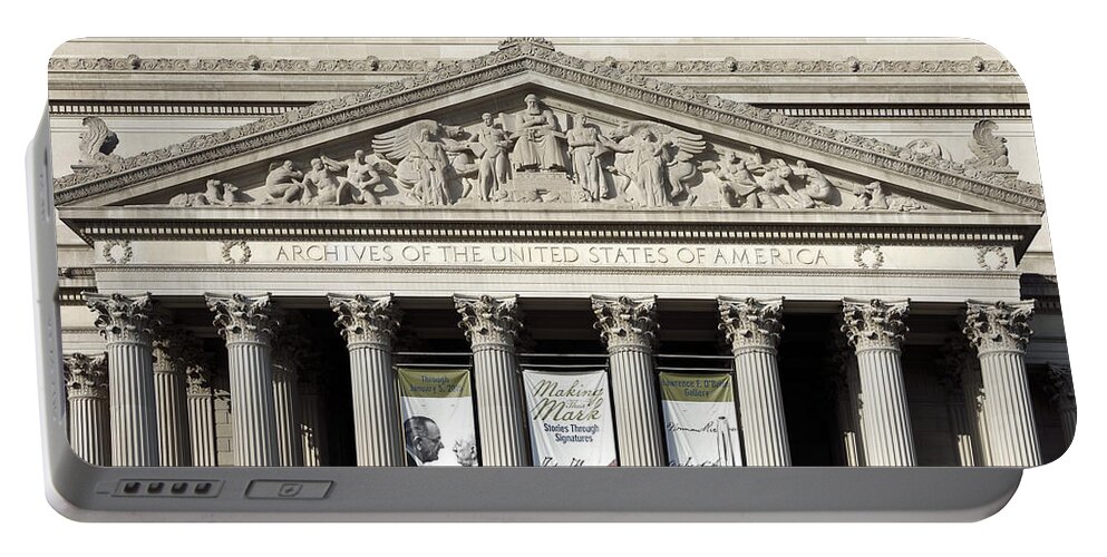 national Archives Portable Battery Charger featuring the photograph National Archives - Washington D.C. by Brendan Reals