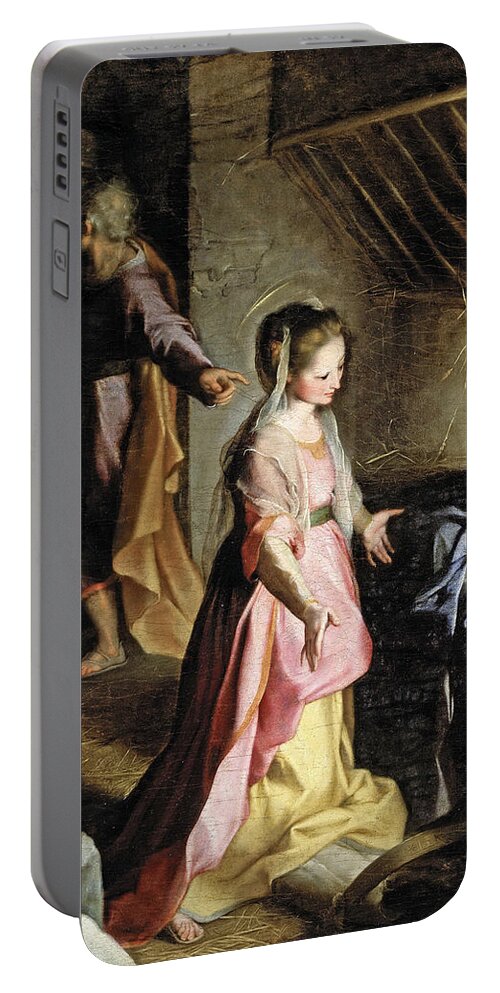 Federico Barocci Portable Battery Charger featuring the painting Nativity by Federico Barocci